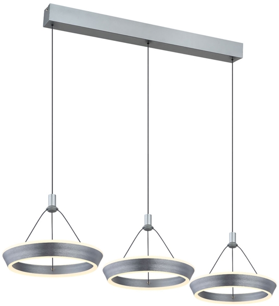 LED Hängeleuchte, Metall, Grau, Höhenverstellbar, L 97,5 cm