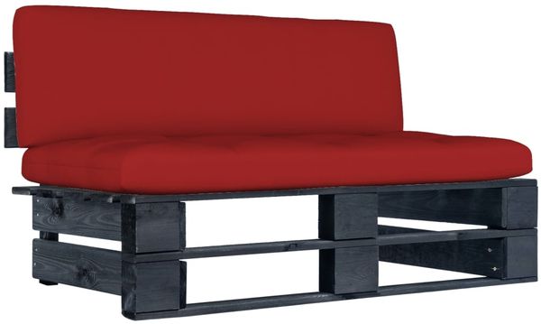 vidaXL Garten-Mittelsofa aus Paletten Schwarz Kiefernholz Imprägniert 3066511
