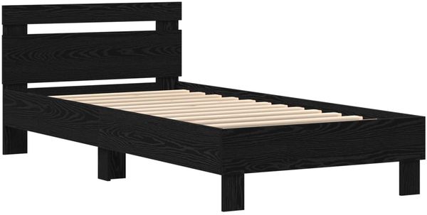 vidaXL Bettrahmen Schwarz Eichen-Optik 90 x 190 cm Holzwerkstoff 863807 Bild 5