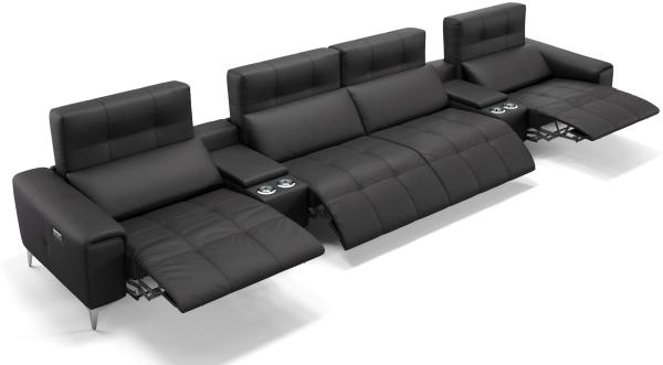 Sofanella Kinosofa SALENTO 4-Sitzer Ledercouch Hometheater in Schwarz S: 374 Breite x 100 Tiefe