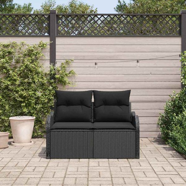 vidaXL Gartensofa mit Kissen Schwarz 121 x 62 x 69cm Poly-Rattan 42006731