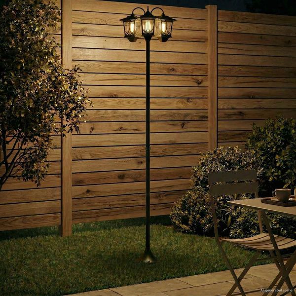 vidaXL 3-Kopf Laternenpfahl Schwarz 16 x 16 x 187 cm Aluminium und ABS 42042695