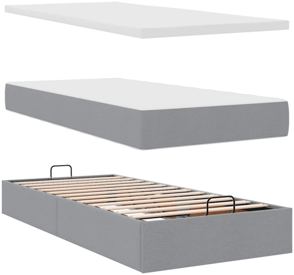 vidaXL Ottoman-Bett mit Matratzen Hellgrau 160x200 cm Stoff 3313664 Bild 10