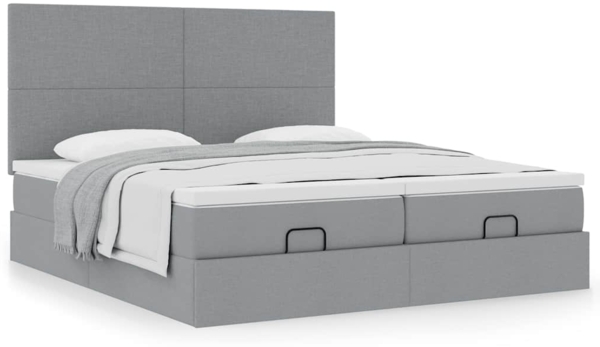 vidaXL Ottoman-Bett mit Matratzen Hellgrau 160x200 cm Stoff 3313664 Bild 3