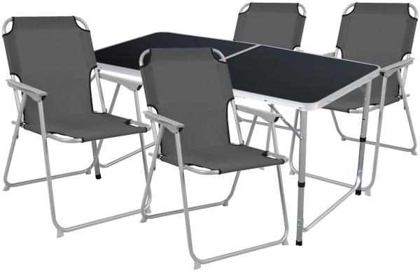 5-teiliges Campingmöbel Set Black Alu 120x60x58/70cm anthrazit