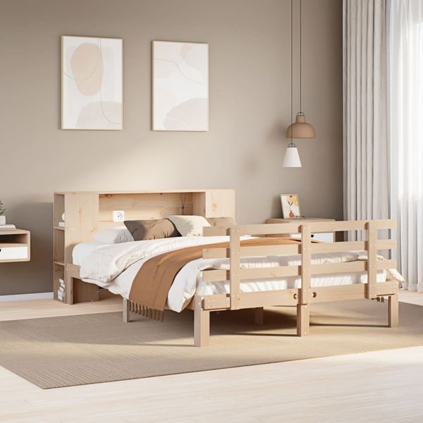 vidaXL Massivholzbett mit Regal ohne Matratze 135x190 cm Kiefer 3322704