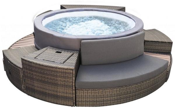NetSpa Vita Premium Whirlpool halbstarr rund für 6 Personen Ø 184 x 73 cm inkl. Umrandung mit Mobili Bild 5