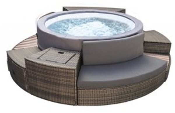 NetSpa Vita Premium Whirlpool halbstarr rund für 6 Personen Ø 184 x 73 cm inkl. Umrandung mit Mobili Bild 6