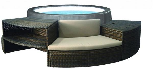 NetSpa Vita Premium Whirlpool halbstarr rund für 6 Personen Ø 184 x 73 cm inkl. Umrandung mit Mobili Bild 3