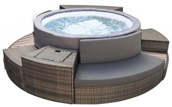 NetSpa Vita Premium Whirlpool halbstarr rund für 6 Personen Ø 184 x 73 cm inkl. Umrandung mit Mobili Bild 4
