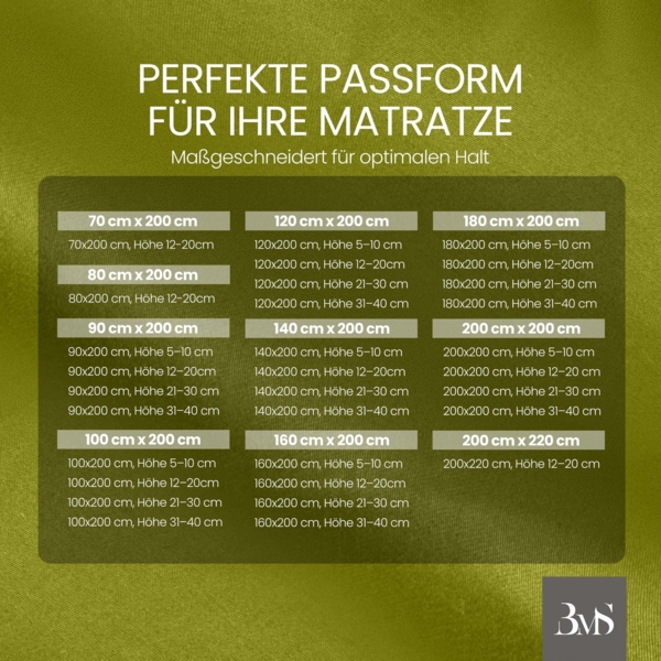 Bettwaesche-mit-Stil Mako-Satin Spannbettlaken grün 180x200cm Höhe 31-40cm Bild 3