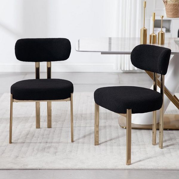 WAHSON OFFICE CHAIRS Esszimmerstuhl aus Teddystoff 2er Set Küchenstuhl mit Metallbeinen, Polsterstühle (2 St)