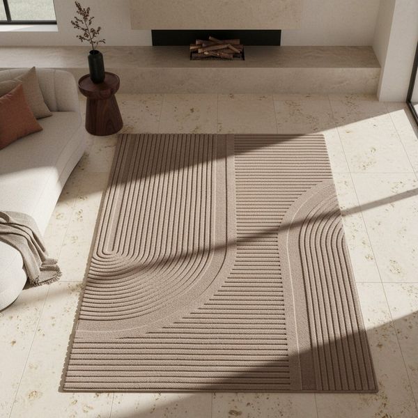KADIMA DESIGN Teppich LAVAREDO Wohnzimmer Waschbar Schlafzimmer Wohnzimmerteppich Boho, Läufer, Höhe: 14 mm, Beige, 80x150 cm, Esszimmer Esszimmerteppich Fußbodenheizung Waschbar