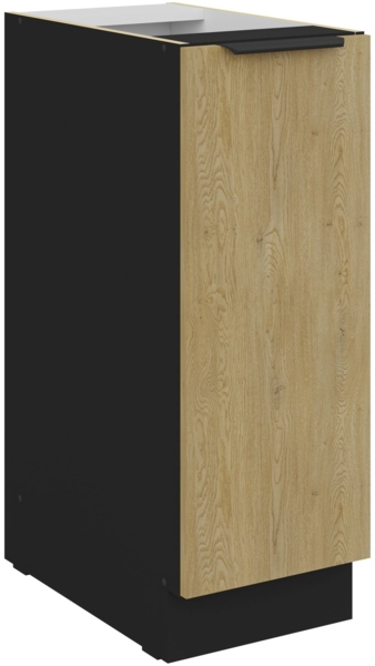 Küchen Unterschrank Schrankauszug 30 cm CREMONA Eiche hell + Schwarz matt Küche Küchenzeile Küchenblock Einbauküche