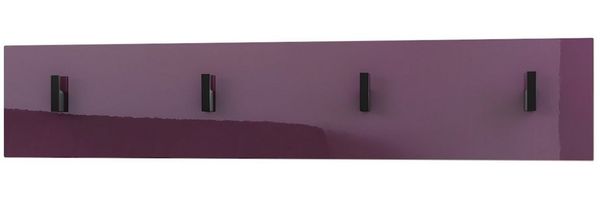 Vladon Garderobenpaneel Linea (Wandgarderobe, mit 4 Kleiderhaken), Brombeer Hochglanz (72 x 14,5 x 3,5 cm)