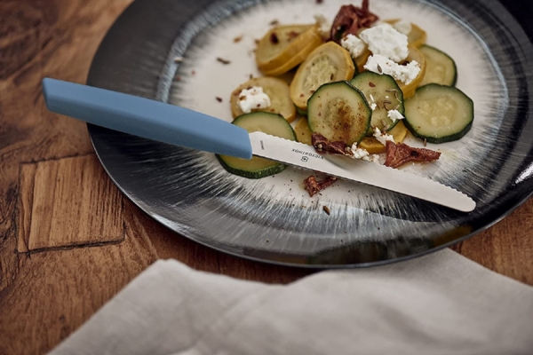 Victorinox Swiss Modern Besteck-Set für 6 Personen, 12-teilig, inkl. scharfe Messer mit Wellenschliff, Kunststoffgriffe, Kornblumen-Blau Bild 3