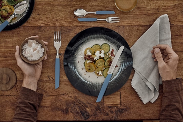 Victorinox Swiss Modern Besteck-Set für 6 Personen, 12-teilig, inkl. scharfe Messer mit Wellenschliff, Kunststoffgriffe, Kornblumen-Blau Bild 2