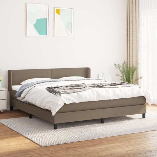 vidaXL Boxspringbett mit Matratze Taupe 160x200 cm Stoff 3129565