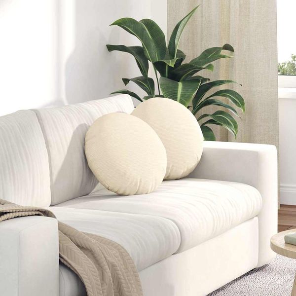 vidaXL Sitzkissen 2 pcs Creme Ø 40 cm Cordstoff 42014151