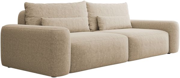 Selsey 'Carnos' - 3-Sitzer Schlafsofa, beiger Chenille-Stoff, schwarze Beine