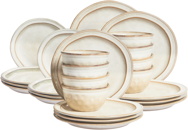 Tafelservice 24-teilig CHIVES Steinzeug Hellbeige