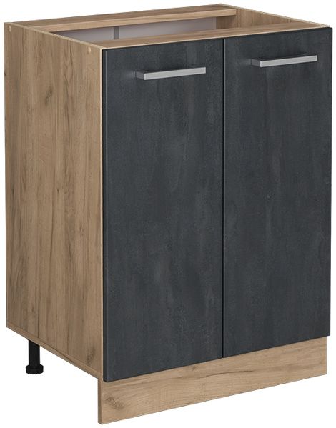 Küchenunterschrank R-Line Schwarz Beton 60 cm ohne Arbeitsplatte Vicco