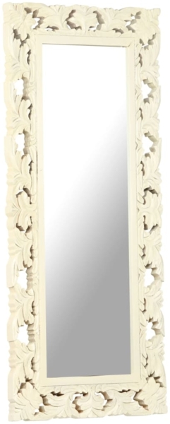 vidaXL Spiegel Handgeschnitzt Weiß 110x50 cm Massivholz Mango 321643