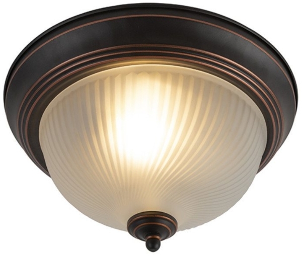 Qazqa Deckenleuchte Classico, ohne Leuchtmittel, E27, Braun, Klassisch / Antik, Glas, 1-flammig