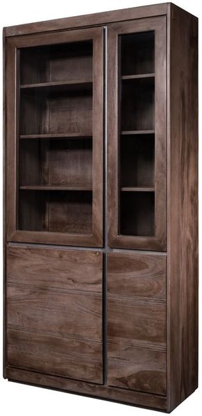 Vitrine Sheesham 102x40x205 smoked oak lackiert SYDNEY #201