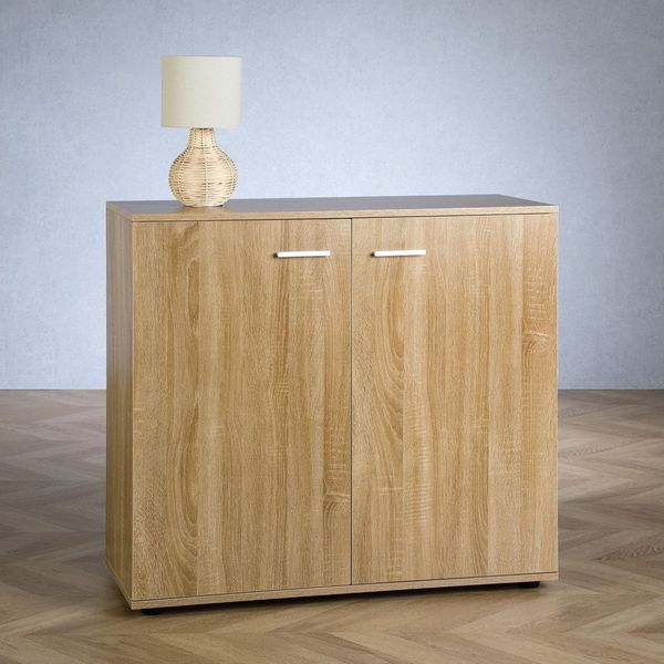 CARO-Möbel Kommode Chicago mit 2 Türen, Moderne Anrichte in Sonoma Eiche, Sideboard Mehrzweckschrank für Wohnzimmer