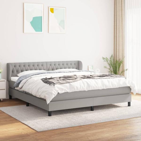 vidaXL Boxspringbett mit Matratze Hellgrau 180x200 cm Stoff, Härtegrad: H2 [3126501]