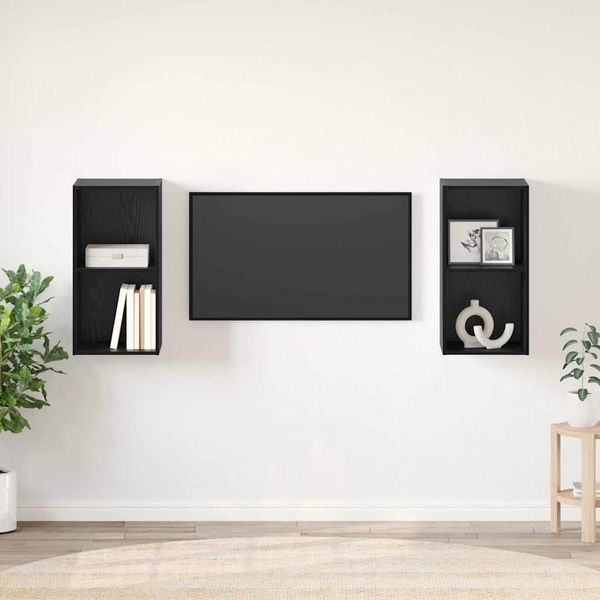 vidaXL TV-Schrankset 2 pcs Schwarz Eichen-Optik 37 x 37 x 72 cm 3393556