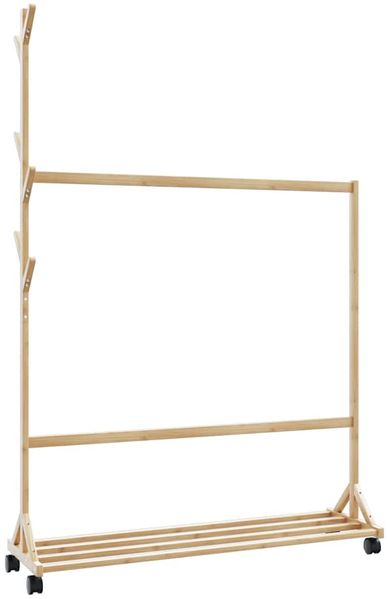 vidaXL Kleiderständer mit Haken und Rollen 100x35x157 cm Bambus 4008915