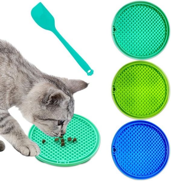 FELIXLEO Antischlingnapf 3er Schleckmatte Katze 10x10 cm mit Spatel, Saugnäpfe & Slow Feeder