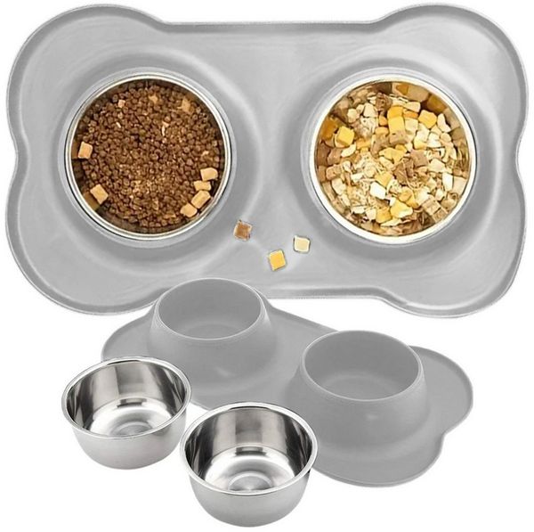 LA CUTE Futternapf Doppelnapf aus Edelstahl – 2in1 Futter- und Wassernapf für Haustiere, Hochwertiger Edelstahl (für Langlebigkeit und einfache Reinigung), 2in1-Napf, robust, spülmaschinengeeignet, für Futter und Wasser.