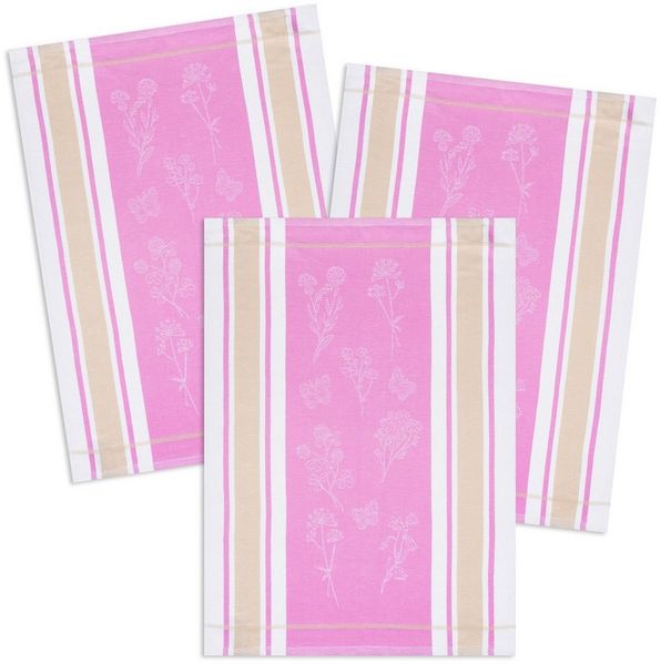 Kracht Geschirrtuch Wildblumen, (Set, 3-tlg, 3-teilig), Geschirrtücher ca. 50 x 70 cm Halbleinen Jacquard