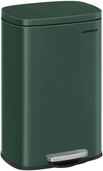 SONGMICS Mülleimer Küche, 50 Liter, Abfalleimer, Treteimer, mit Deckel, Softclose, Fußpedal, Stahl, Inneneimer, vintagegrün LTB050C02