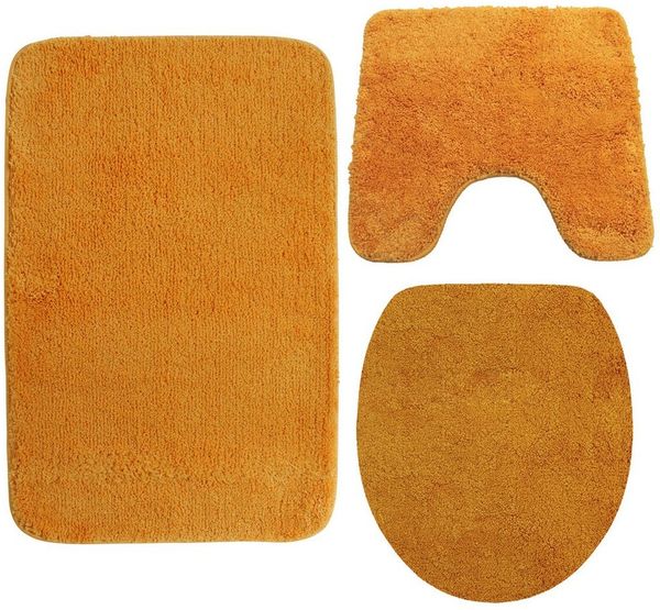 NYVI Badematte Badematten Set 3 teilig NYVISpa Lasalle Badezimmerteppich Set, Höhe 20 mm, Polyester, Badematte 50x80 + WC Vorleger mit Ausschnitt 45x50 + WC Deckelbezug