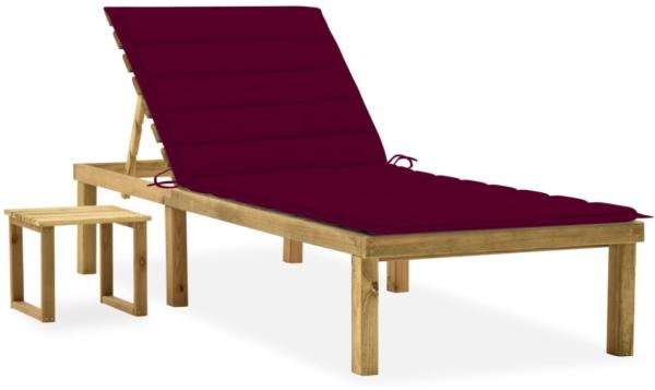 vidaXL Garten-Sonnenliege mit Tisch und Auflage Kiefer Imprägniert 3065843