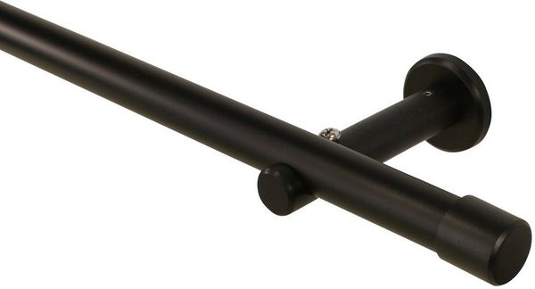 iso-design Gardinenstange 20 mm Schwarz Endstück Kappe Wand- oder Deckenmontage, Ø 20 mm, 1-läufig, Fixmaß, Metall