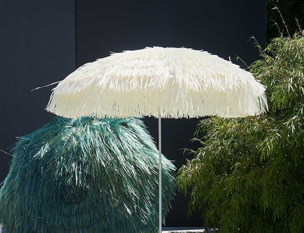 Hawaii - Sonnenschirm mit Fransen weiß