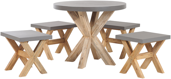 Gartentisch Set OLBIA Beton 90x90x76 cm Grau