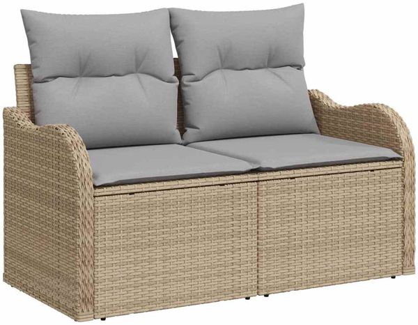 vidaXL Garten-Sofa-Set mit Kissen 7 pcs Beige und Hellgrau 3349468 Bild 4