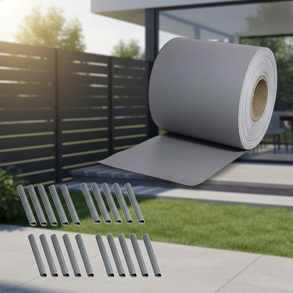 PVC Zaunfolie Sichtschutz Doppelstabmatten Zaun Hellgrau Rolle blickdicht 65M