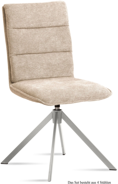 Esszimmerstuhl drehbar (4er-Set) Dulcie 47x92x60 Edelstahl/Natur