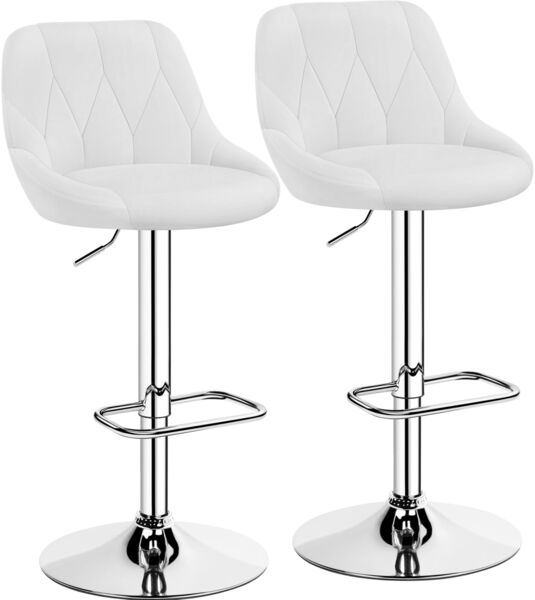 Yaheetech Barhocker 2er Set höhenverstellbarer Barstuhl 360° drehbarer Tresenhocker Polsterhocker mit Kunstleder für Küche/Bar/Salon/Esszimmer, weiß