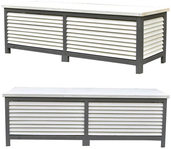 Gartentruhe Holz Grau Kissenbox Auflagenkiste Aufbewahrung Terrasse Outdoormöbel