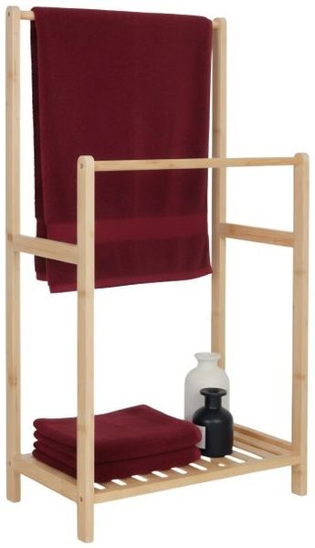 Relaxdays Handtuchständer Bambus 2 Stangen Ablage