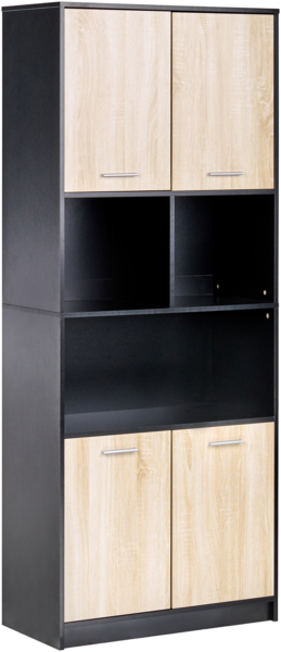 Bücherregal mit 4 Türen ZEHNA Braun Schwarz