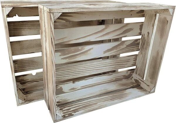 sunnypillow Holzkiste Holzkisten Obstkisten Apfelkisten in vielen Farben zur Auswahl, 2er Set 50x40x15cm